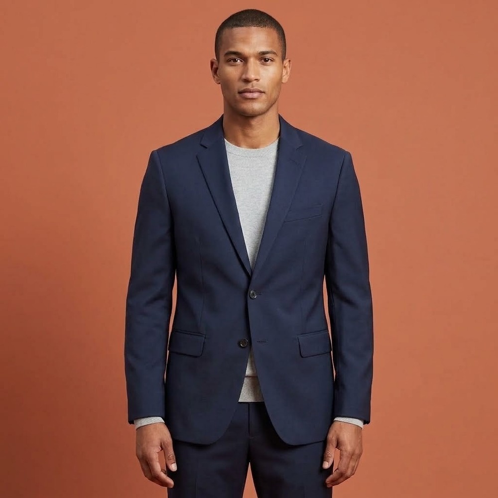 Banana Republic Cerruti Wool Tailored Fit Suit Jacket Mens 42R Blue EUC